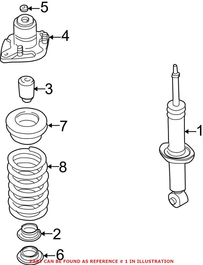 Audi VW Shock Absorber - Rear 3B7513031A